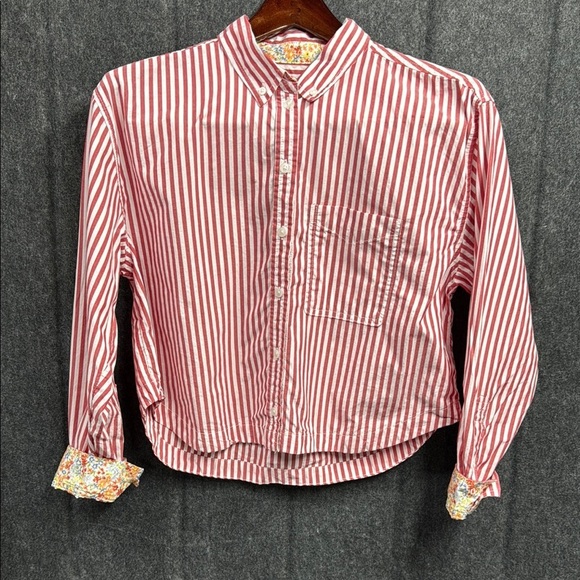 American Eagle Outfitters Tops - American Eagle Outfitters Striped Shirt with Floral Accents